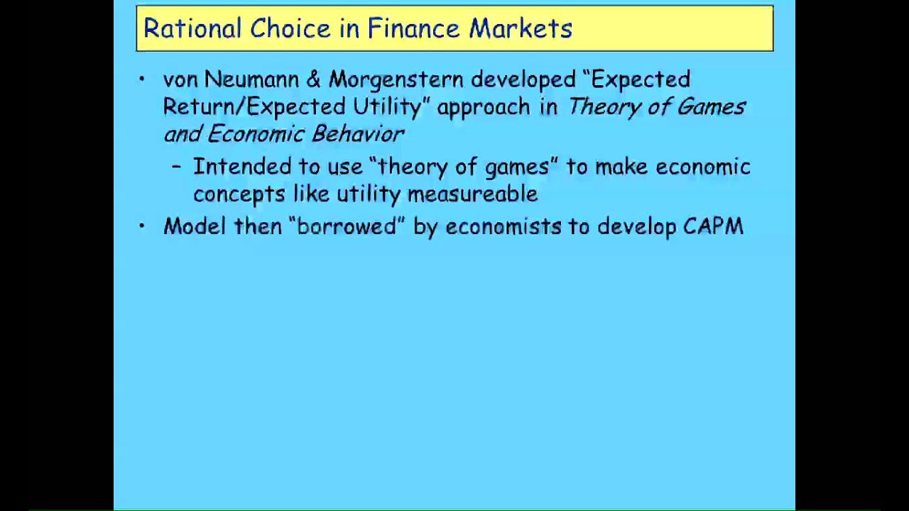 Keen Behavioural Finance 2011 Lecture03 Finance Markets Behaviour Part 1