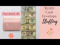 $1,300 CASH ENVELOPE STUFFING | Sinking Funds | SAVINGS CHALLENGES | May Paycheck #1