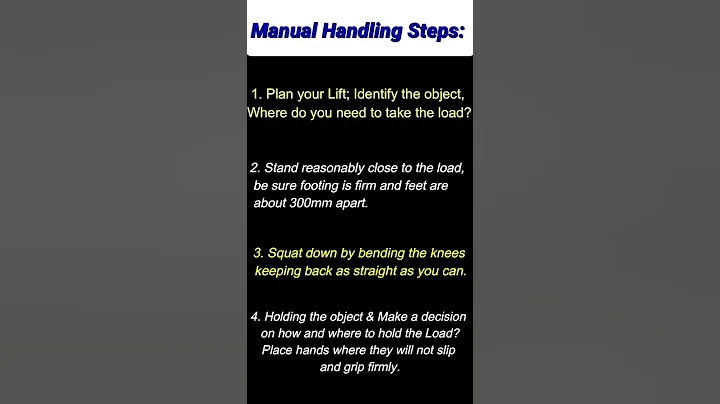 Manual Handling | Manual Lifting techniques | Manual Handling 9 Steps #safetyfirstlife #shorts #hse