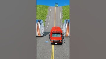 Bus & truck vs hydraulic crush bollards #beamngdrive #viral #bus #truck