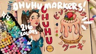 SKETCHBOOK SESSION 🍰🦋 trying out OHUHU ALCOHOL MARKERS (216 colors) by NISUFILM 24,507 views 1 year ago 14 minutes, 28 seconds