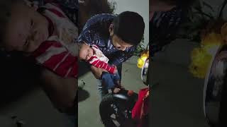 Dadu's new bike and me stamping footprints for the forever adventurous journey 👣 #cute  #baby