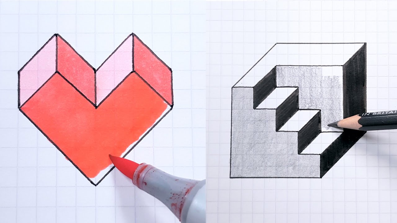 6 Easy 3D Drawing Tutorial   Easy 3D illusion Drawing tutorials  YouTube