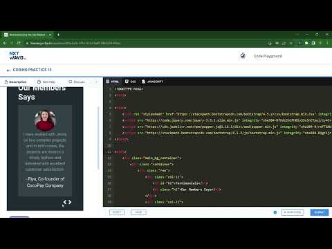 Portfolio Website Testimonials | Coding Practice 13 | HTML, CSS, Bootstrap | NxtWave | ccbp 4.o