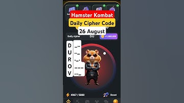 Hamster Kombat 26 August Daily Cipher Code || Daily Cipher Code #hamsterkombat