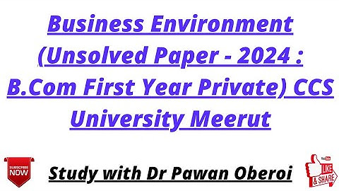 Business Environment (Unsolved Paper - 2024 : B.Com First Year Private) CCS University Meerut