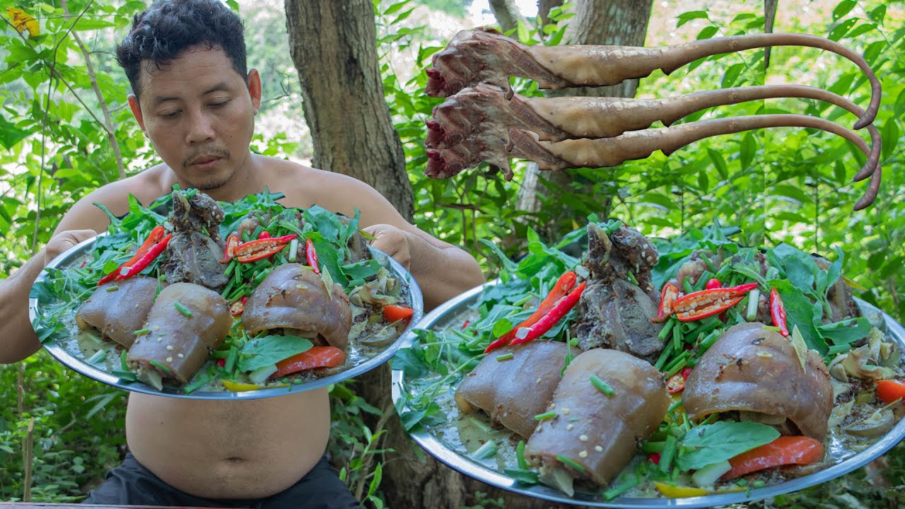 WOW! Cook and Eating  Cow Tail Soup with Red Tree Ants, Yummy Cow Tail Soup Recipe