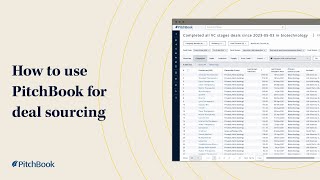 How to use PitchBook for deal sourcing