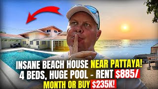 EPIC Beach House Near PATTAYA! 4 Beds, HUGE Pool – Rent $885/Month or Buy $235k!