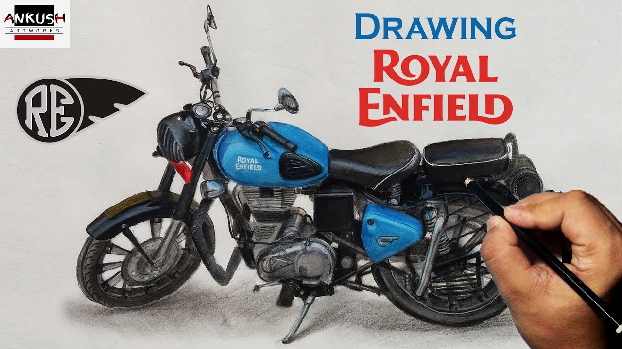 Royal Enfield Hunter Drawing | Out line | step by step Beginners - YouTube