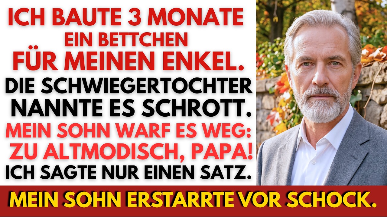 Ich stand im eisigen Schnee vor der Villa meines Sohnes, als er das Kinderbett, das ich drei Monate lang aus dem Holz des Hochzeitsbaums seiner verstorbenen Mutter geschnitzt hatte, mit dem Fuß in...