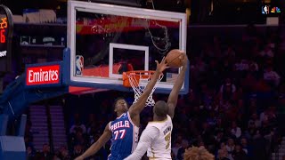 VJ Edgecombe with a great block on Jaylen Brown's dunk attempt and the assist vs. Celtics - 11/11/25