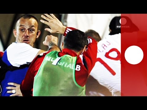 Video: Drone stunt sparks mass brawl at Serbia-Albania football match (Euro 2016 qualifier)