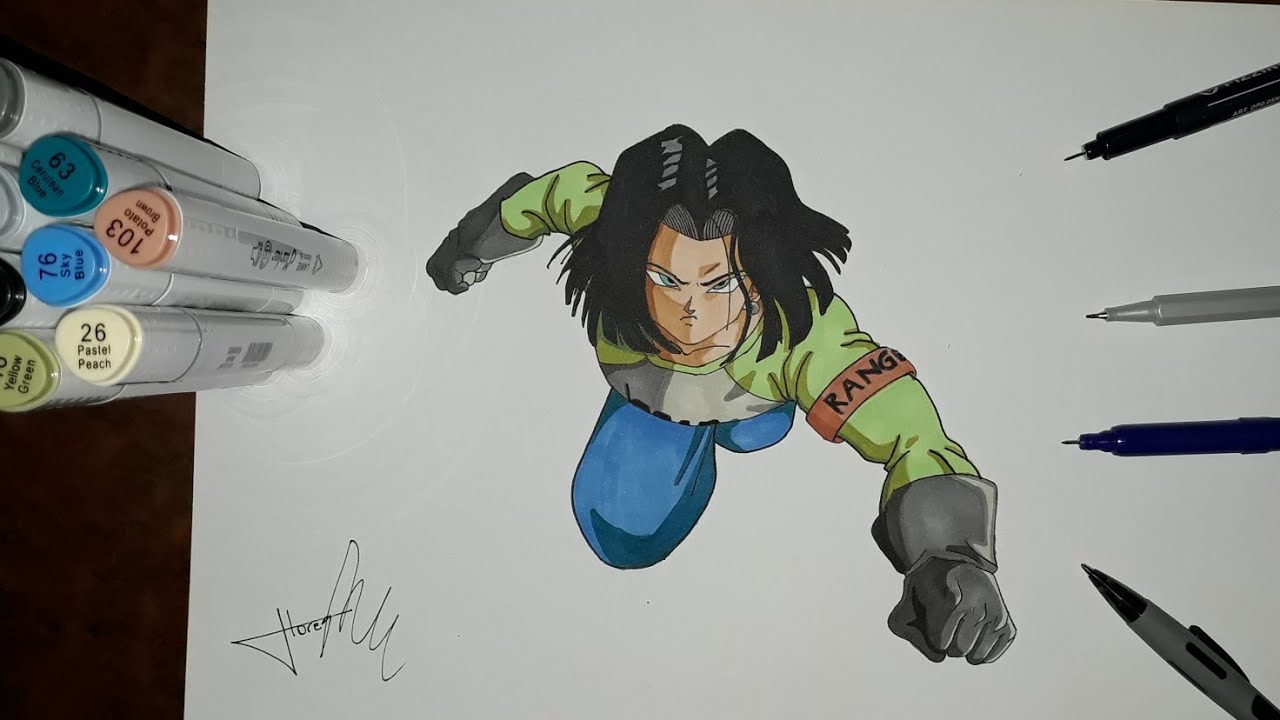 HOW TO DRAW ANDROID 17 FROM DRAGON BALL Z /// COMO DESENHAR O ANDROIDE 17  DE DRAGON BALL Z 