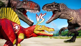 HULK vs IRON MAN vs BATMAN SUPERHERO DINOSAURS BATTLE  - Jurassic World Evolution