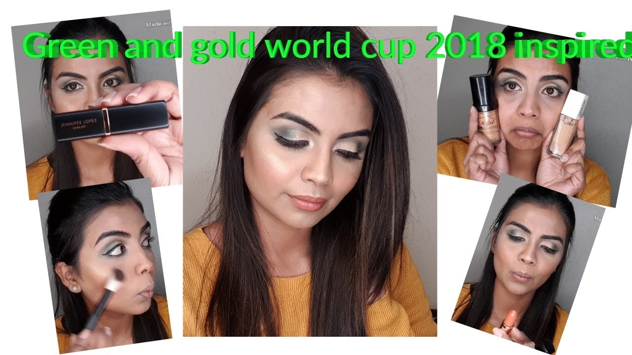 Green and gold. 2018 World cup inspired makeup