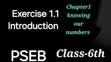 Pseb class 6th chapter 1 exercise 1.1 introduction video