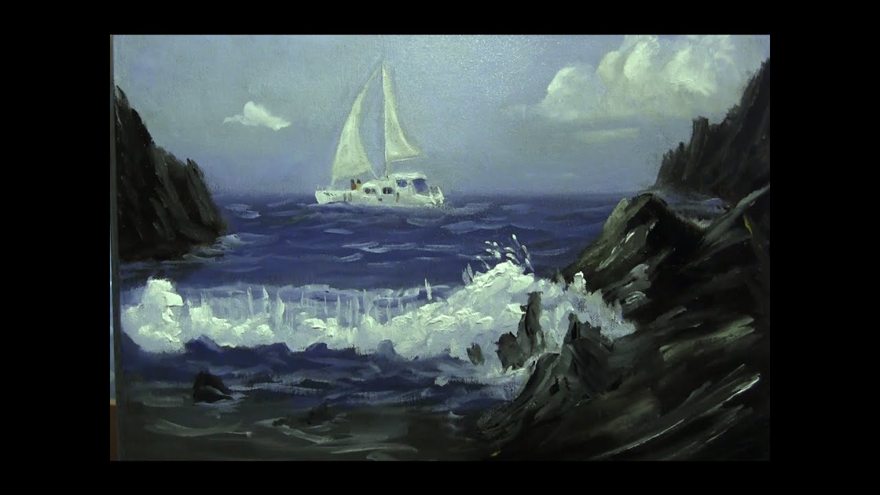 Sail Boat Sea - Painting Lesson - YouTube
