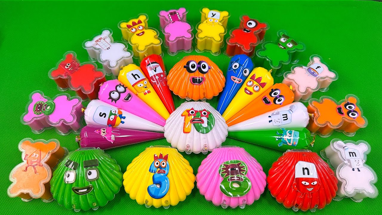 Picking Numberblocks Alphablocks from Bright Rainbow Slime ASMR