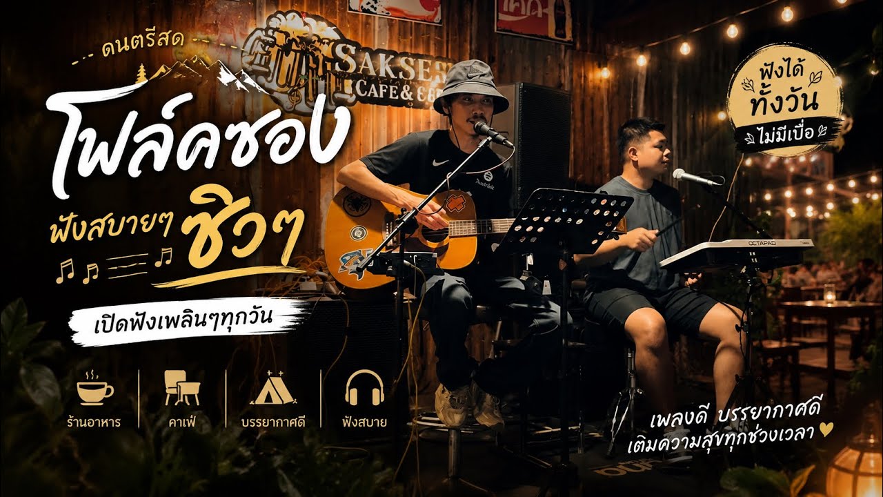 🎤 ดนตรีสดโฟล์คซอง เพลงฮิต ฟังสบายๆ นั่งชิลยาวๆ