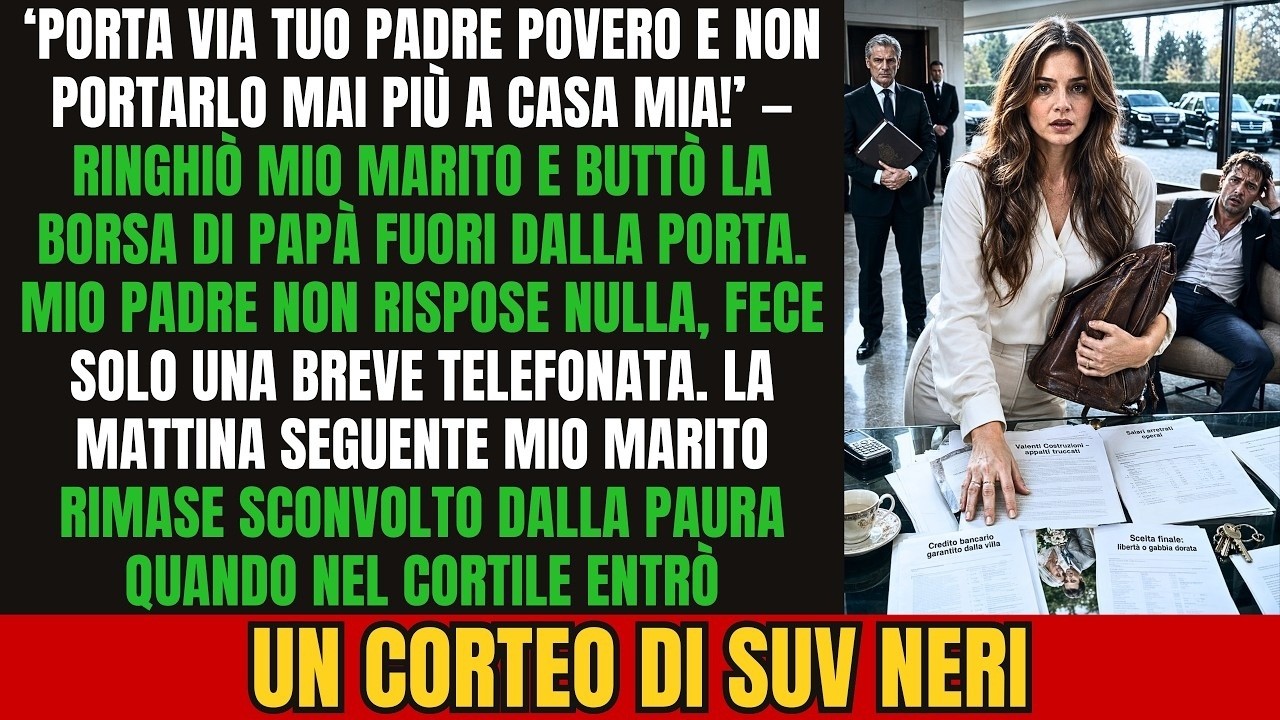 Mio marito ha appena buttato la vecchia borsa di mio padre sul portico, urlando che non voleva più rivederlo in casa sua. Papà, umiliato, si è alzato in silenzio, ha preso la borsa e ha fatto una...