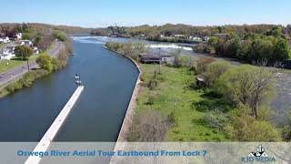 Aerial Video of Oswego River Heading East Towards Oswego Dam - by R3D Media