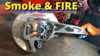 Serious Corrosion! HEAT Required! Torching a Jaguar 2008 XJ 4.2 Hub Bearing/Bent Parts