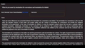 What do you meant by termination for convenience and termination for default.