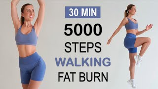 5000 Steps In 30 Min - Walking Fat Burn Workout To The Beat Super Fun No Repeat No Jumping