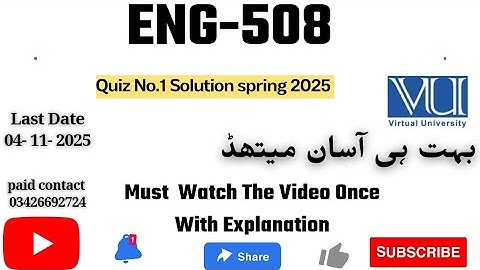 ENG508 - Semantics and Pragmatics (Quiz 1) 💯 percent Correct Answer: Paid Whatsapp 03426692724