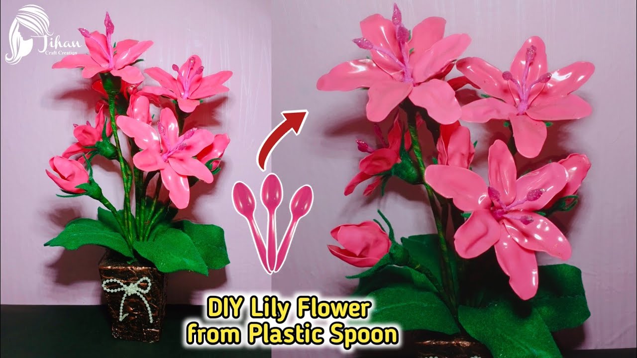 Cara mudah membuat Bunga  dari  Sendok  Plastik  Plastic 