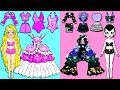 Paper Dolls Dress Up - Pink Rapunzel VS Black Mavis Dress Up - Barbie Contest Handmade