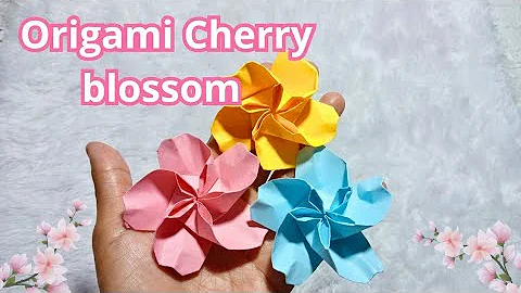 Easy origami flower / Cherry blossom with paper/ hamray paper craft #papercraft #origamiflower 