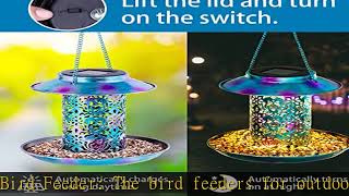 Solar Bird Feeder For Outdoors Hanging Metal Waterproof Outside Wild Bird Feeder Garden Lantern Yar