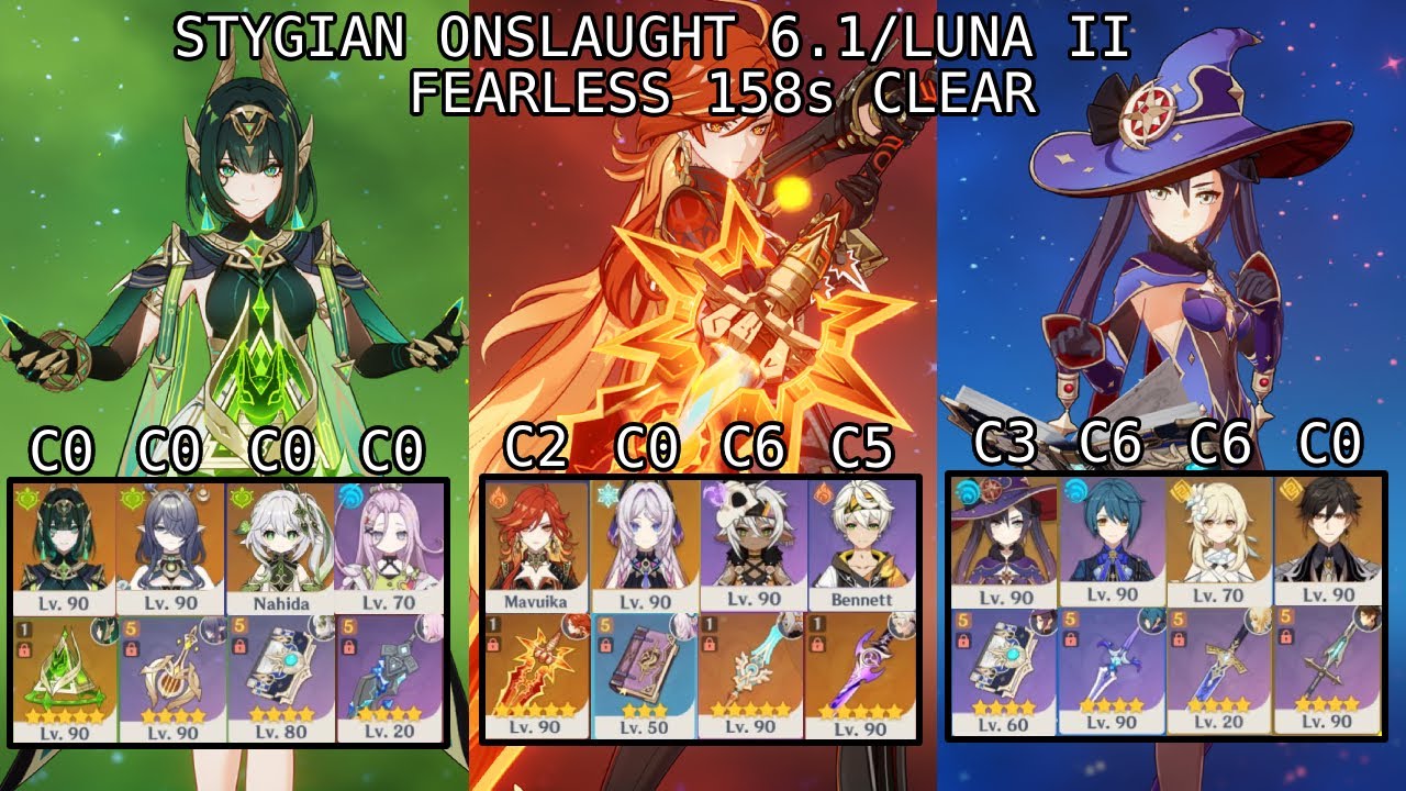 [6.1 Stygian Onslaught] Nefer, Mavuika & Zhongli cheese Fearless 158s clear