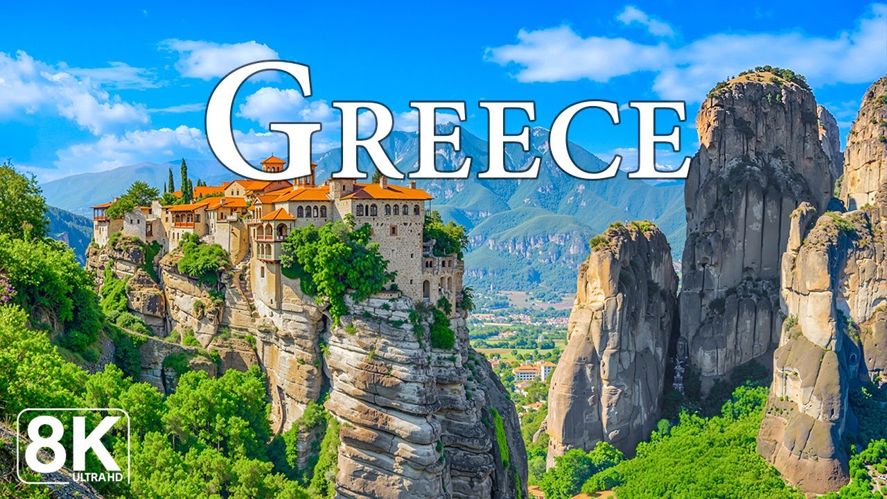 Greece 8K | Discover Santorini’s Magic, Blue Seas & Stunning Mediterranean Landscapes