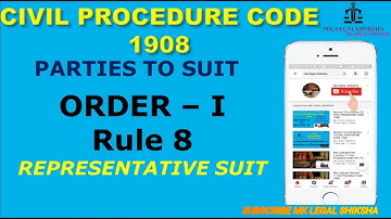 Order I Rule 8  Repsentative suit Civil Procedure Code 1908