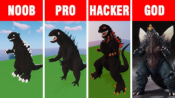 Minecraft battle: NOOB vs PRO vs HACKER vs GOD: BUILDING GODZILLA in Minecraft