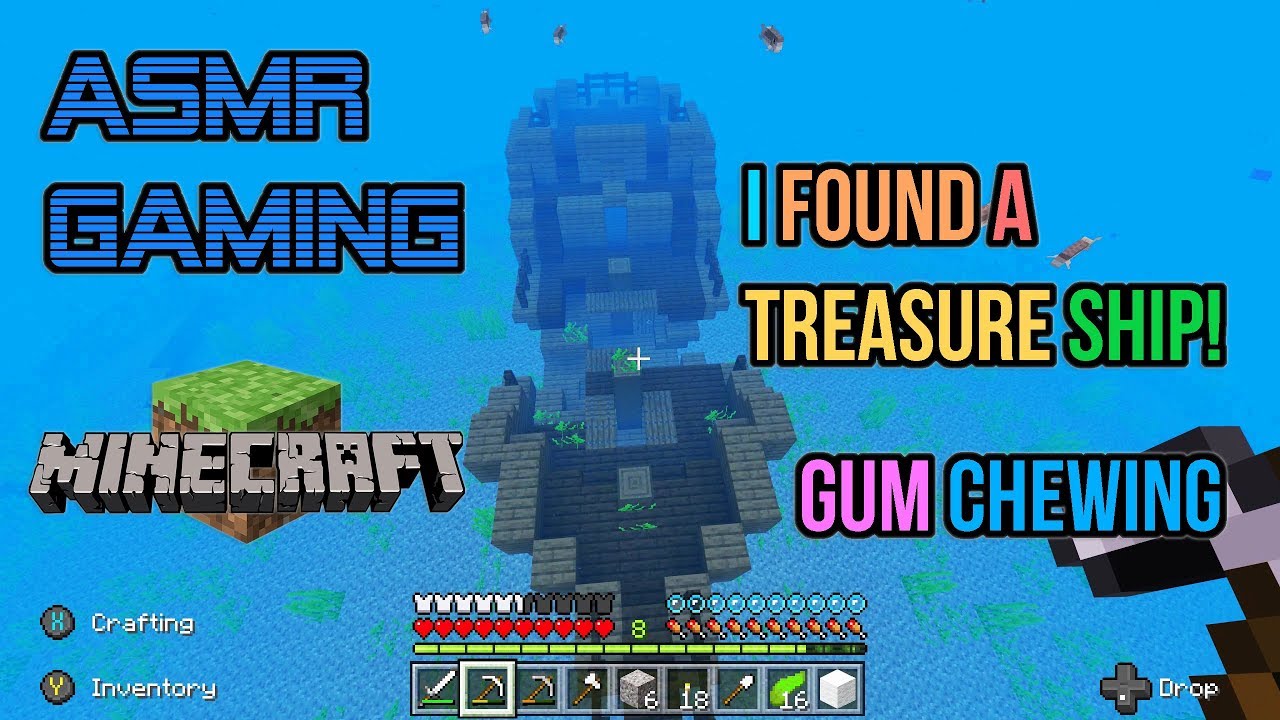 ASMR Gaming | Minecraft Found A Secret Treasure Ship! Gum Chewing 🎮Controller Sounds + Whispering😴💤