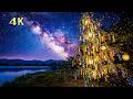 【4K】七夕の星空と天の川｜癒しの睡眠ピアノBGM｜Tanabata Star Festival Relaxing Music｜Milky way