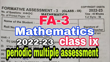 FA-3 ॥ Periodic test ॥ math ॥ 2022-23॥ Class ix ॥  Copy right to OSSTA ॥Answer key.