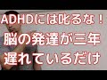 ADHDは三年発達が遅れているから叱るな！比べるな！二次障害になるぞ！