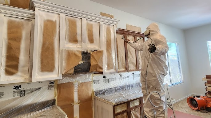 Spraying Cabinet Doors Hanging. Make Your Own Cabinet Painting Tools! 