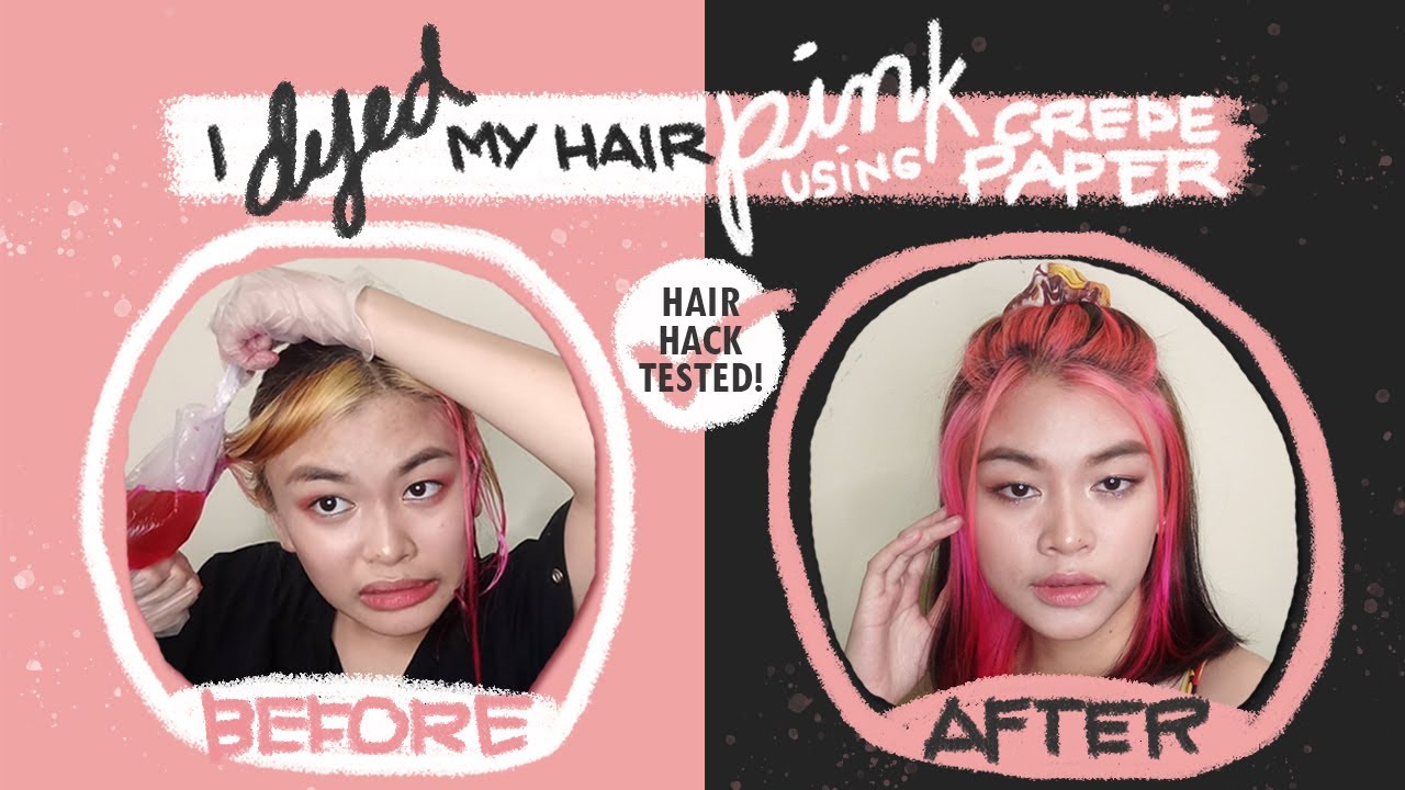 DYING MY HAIR PINK USING CREPE PAPER HAIR HACK TESTED!!! YouTube