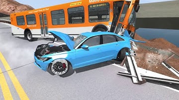 Collapsing Bridge Pileup Crashes #1 - BeamNG drive