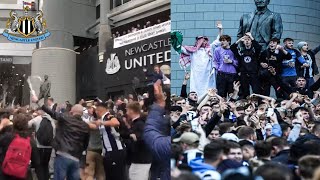 Newcastle Fans Go Crazy Outside St James' Park Celebrating The Saudi Takeover