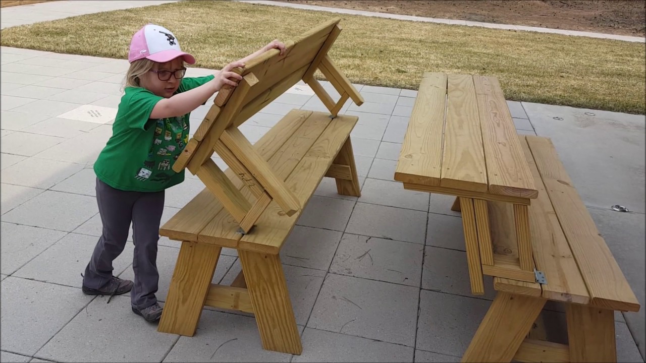 Benches Transform Into Picnic Tables - YouTube