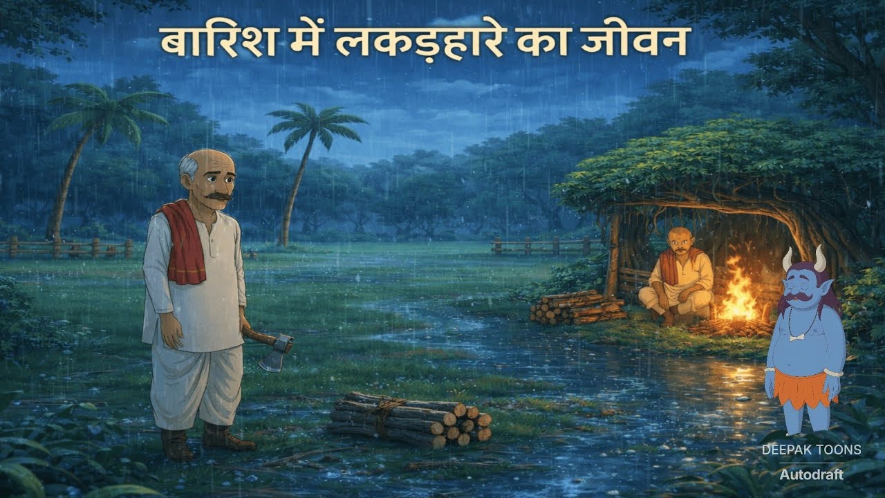 बारिश में लकड़हारे का जीवन और रहस्यमय जंगल |Horror story|Cartoon hindi kahaniyan| bhoot wali kahani|