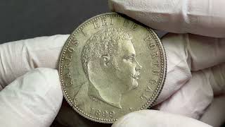 ?? Portugal King Carlos I. 1000 Reis Silver 1899 CRACKED PLANCHET ERROR aUNC