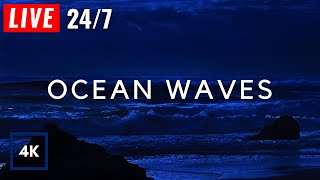 🔴 Ocean Waves for Deep Sleep | Waves Crashing on Beach at Night for Insomnia. Wave Sounds to Relax